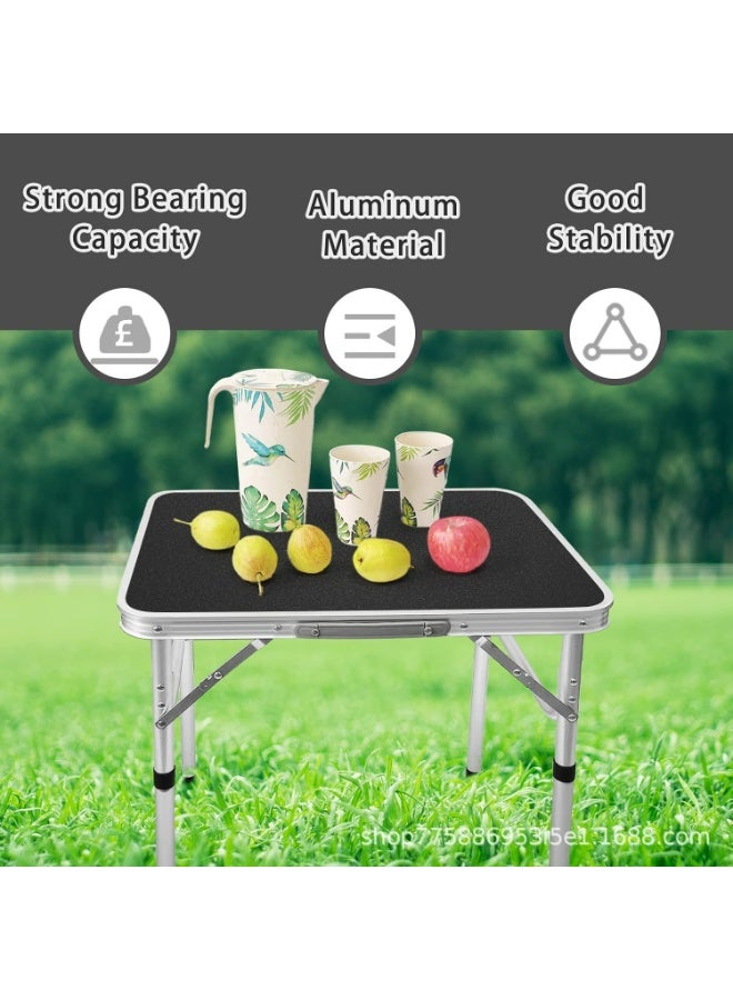 OHAHO Folding Table, Portable Lightweight Folding Camping Table, Aluminum Small Folding Table Portable with Handle, Adjustable Height for Picnic, Party, BBQ, Black - Image 3